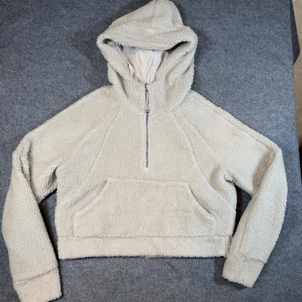 Lululemon Hoodie Womens XS/S White Scuba Oversized Sherpa Half Zip LW3HKLS